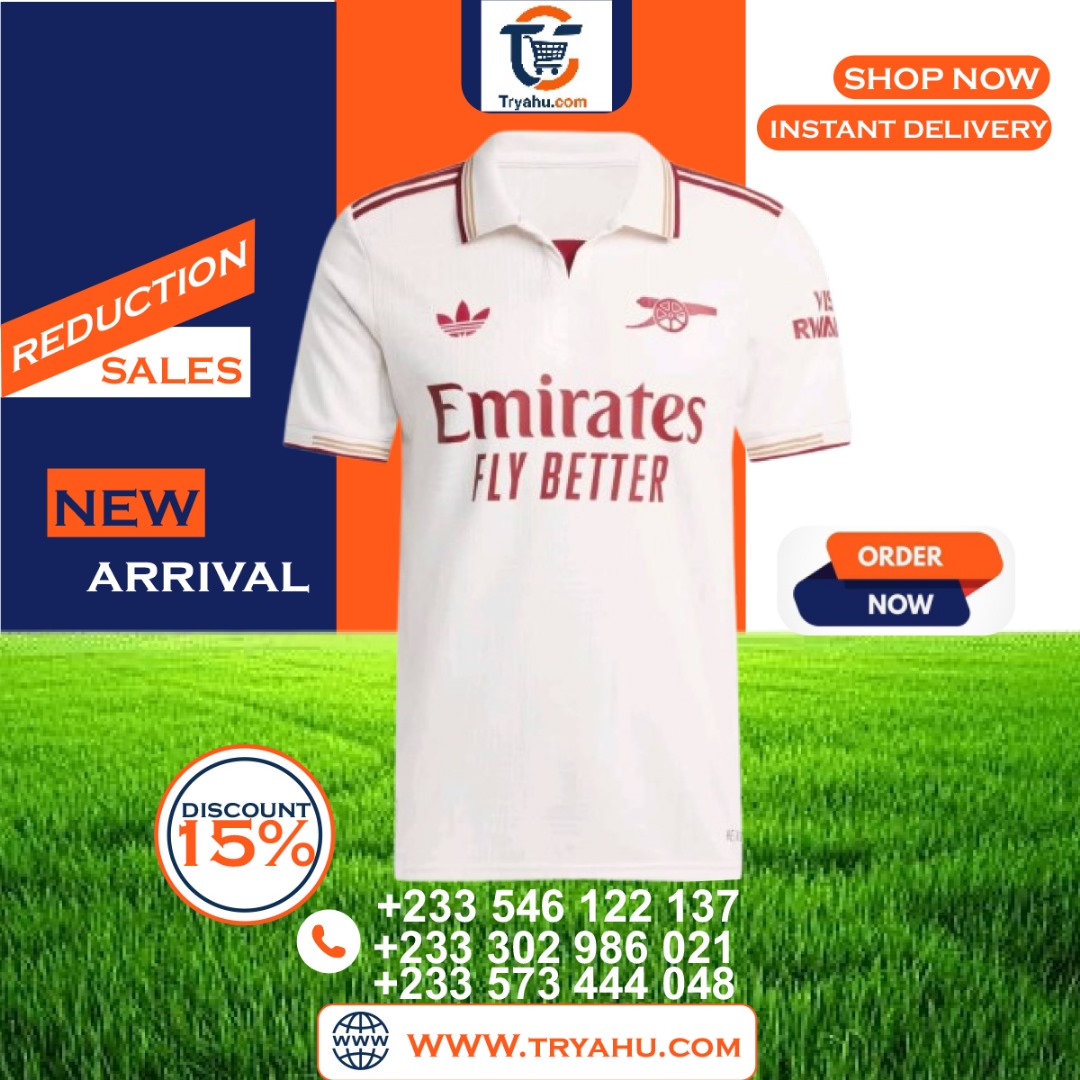 Arsenal 2025 2026 Away Jersey Official Football Shirt | Tryahu Sports Ghana